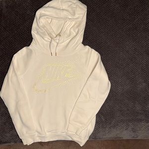 White Nike hoodie with gold lettering